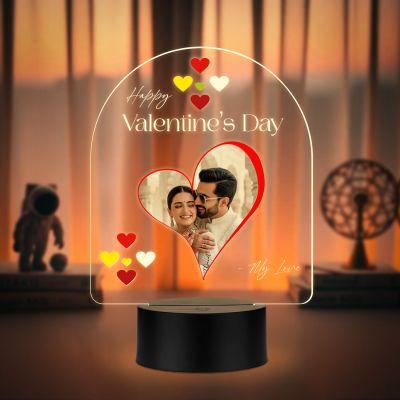 Personalized  Happy Valentines Day My Love LED Night Lamp with Warm White Light Valentines Day Gift for Boyfriend, Girlfriend, Husband Wife